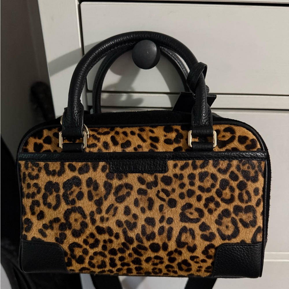 Cole Haan Leopard Print hair calf Satchel  New